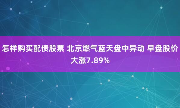怎样购买配债股票 北京燃气蓝天盘中异动 早盘股价大涨7.89%