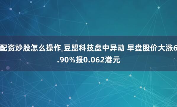 配资炒股怎么操作 豆盟科技盘中异动 早盘股价大涨6.90%报0.062港元